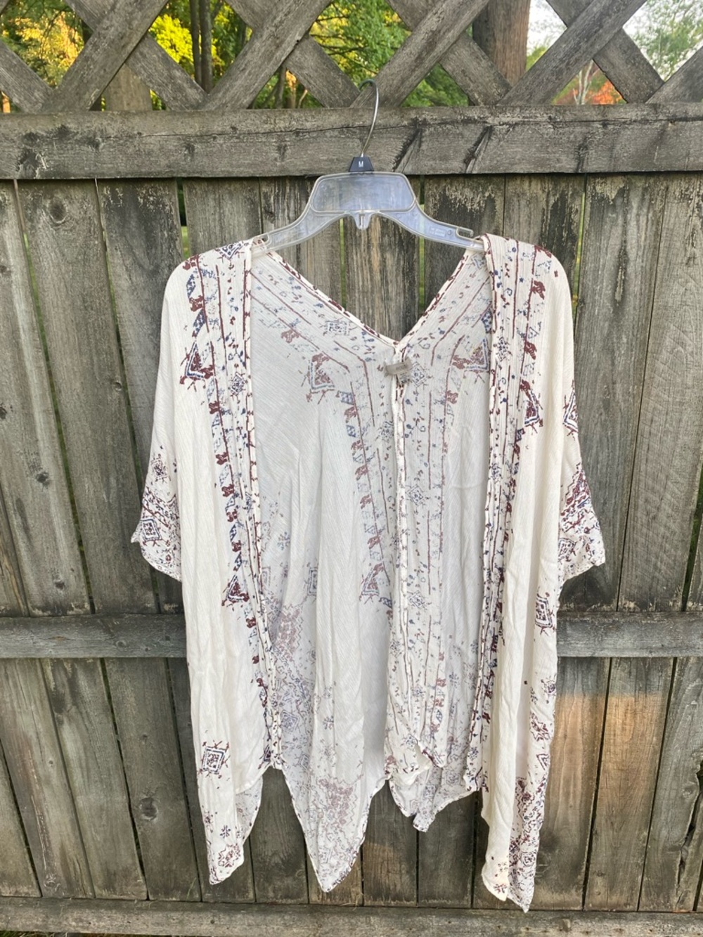 Ecote Cream Floral V-Neck Boho Tunic